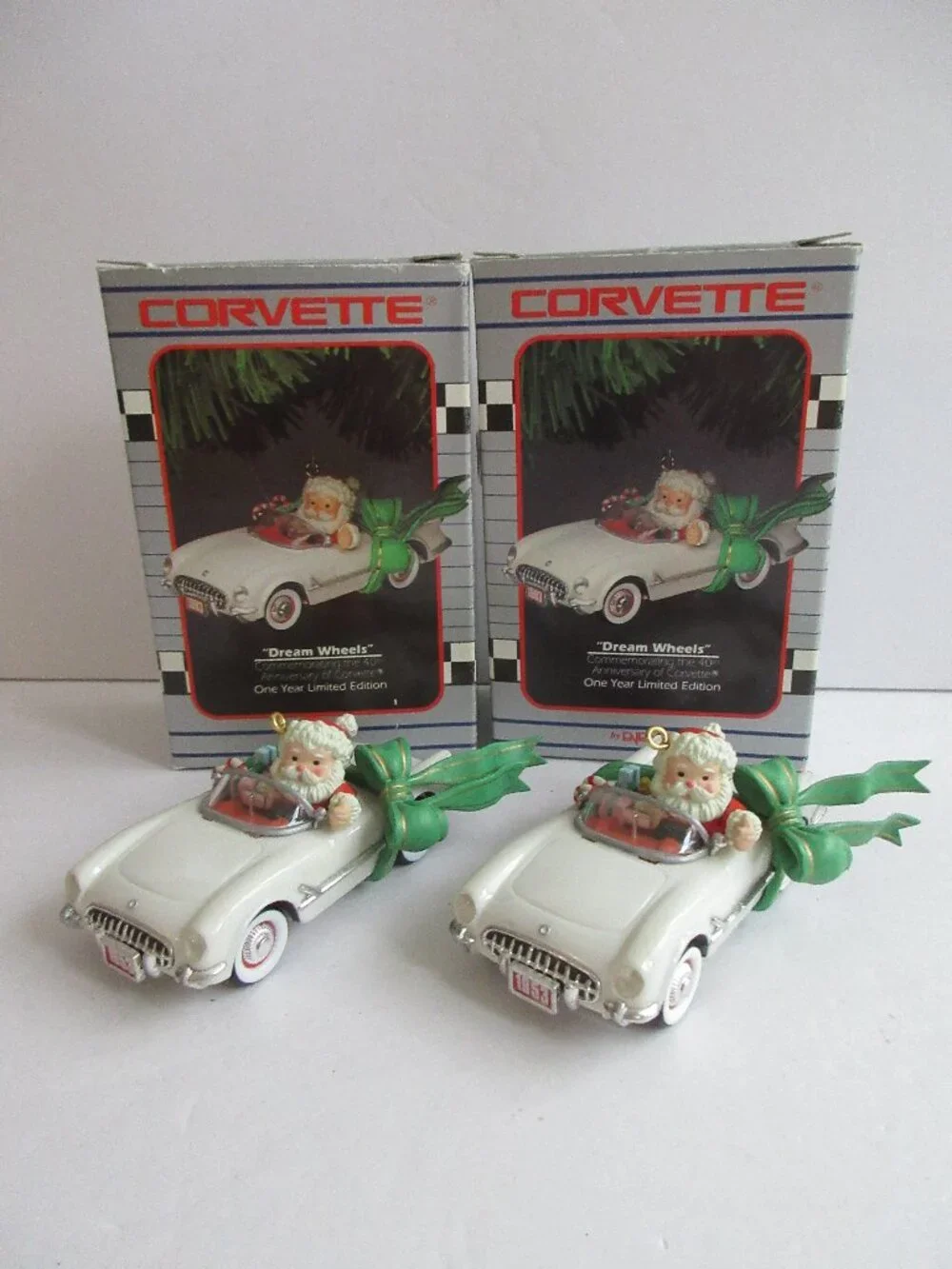 2 Enesco Dream Wheels Corvette 40th Anniversary Limited Edition Ornament 1993
